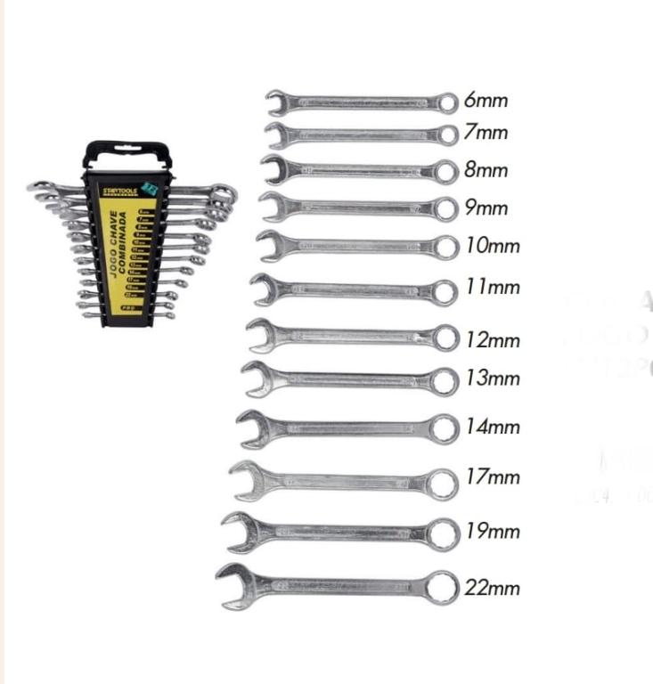 JOGO CHAVE COMBINADA C/12PCS 6,7,8,9,10,11,12,13,14,17,19,22MM