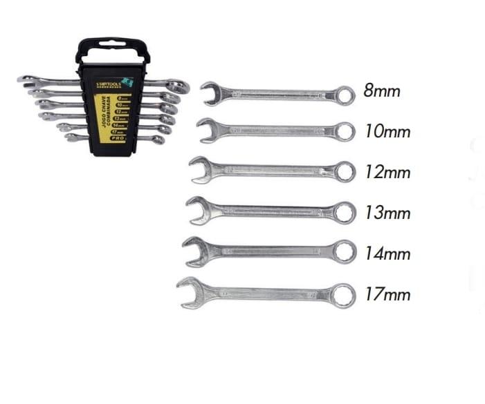 JOGO CHAVE COMBINADA C/6PCS 8,10,12,13,14,17MM
