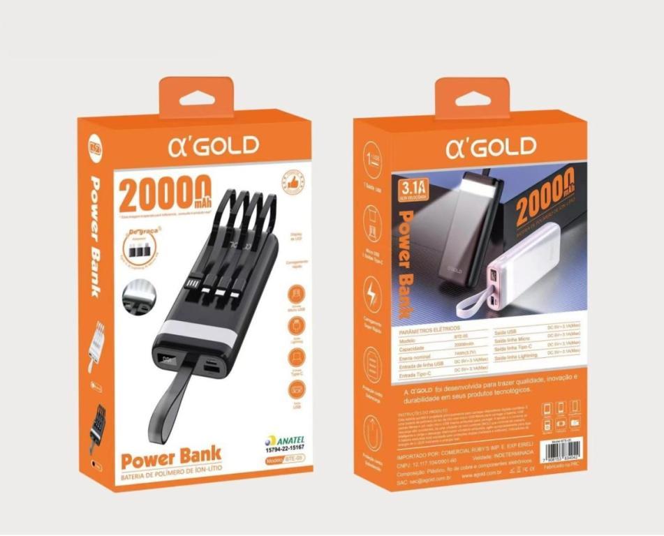 Carregador Portatil Power Bank 20.000 mAh
