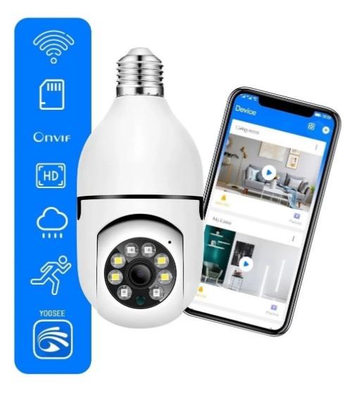 Camera IP Wifi Full HD 360 Graus Soquete E-27