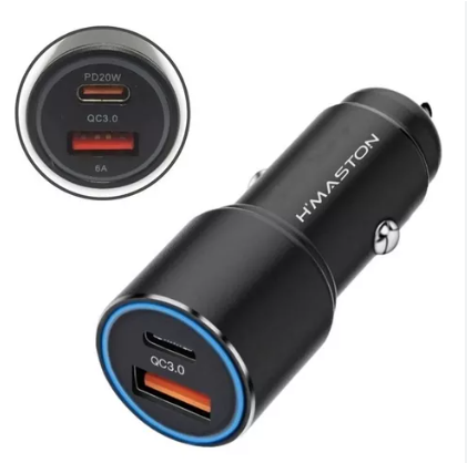 Carregador Veicular S/ Cabo 67.5W  USB + USB-C