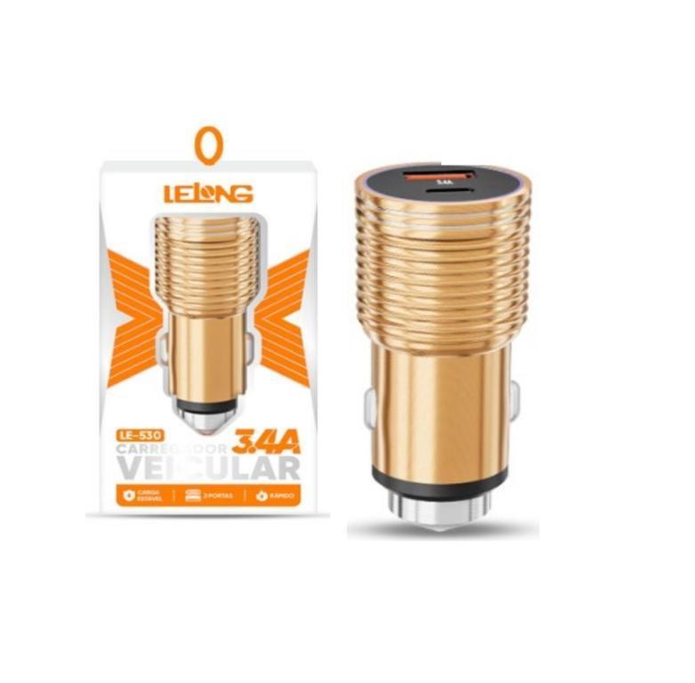 Carregador Veicular S/ 12.5W Cabo  USB + USB-C