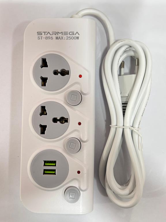Filtro de Linha C/ 2 Tomadas Europeias e 2 Conector Usb