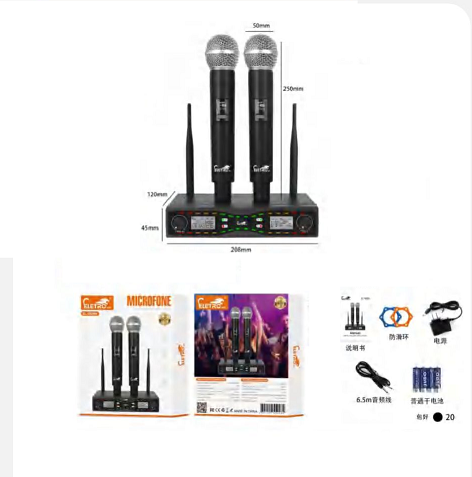 Microfone S/ Fio C/ Receiver P/ 2 Mic