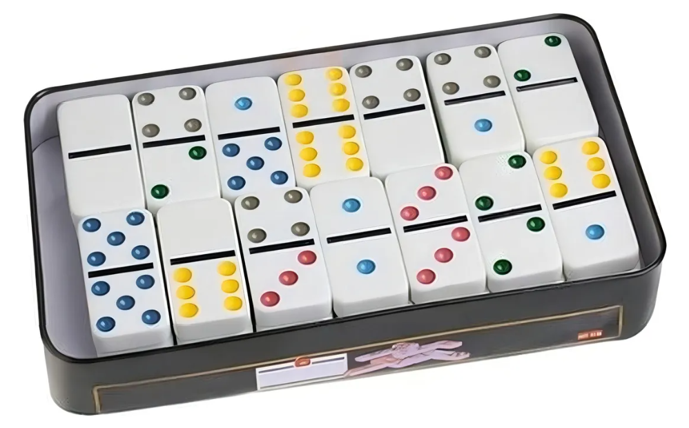 Jogo Domino Profissional Osso Colorido 28 Peças