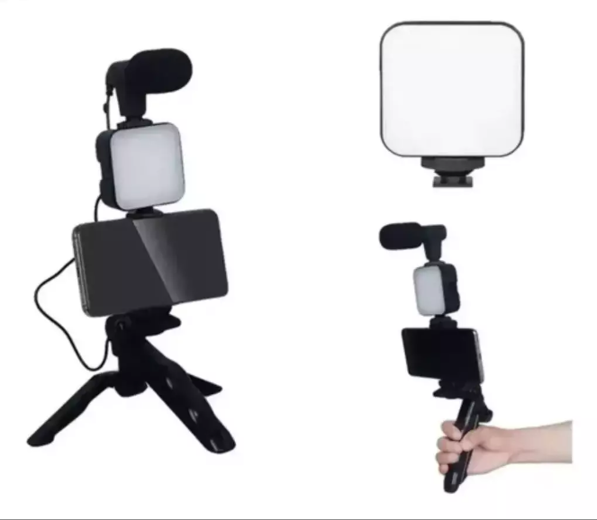 Kit Gravação Universal Profissinal C/ MIC e LED P/ Celular