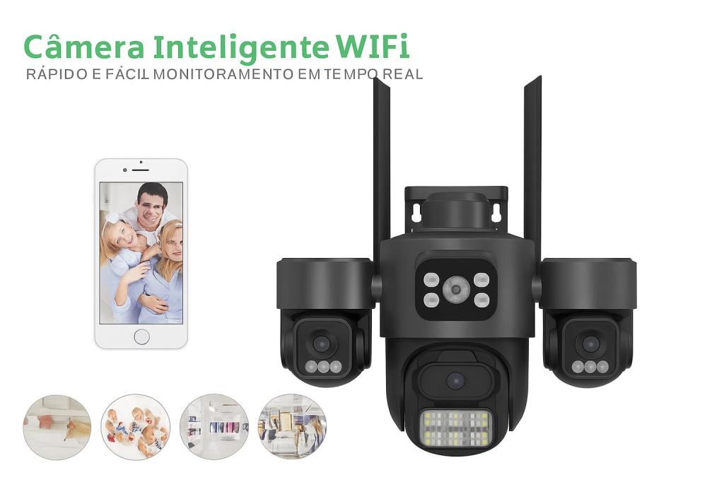 Camera Ip Wifi 3 Lentes Interna/Externa