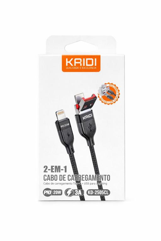 Cabo de Carregamento e Dados Duplo Tipo Lightning + USB 20w