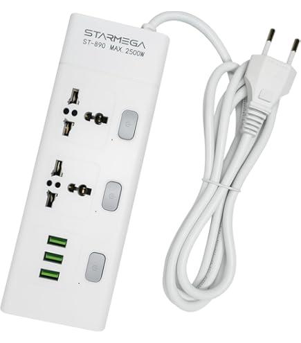 Filtro de Linha C/ 2 Tomadas Europeias e 3 Conector Usb