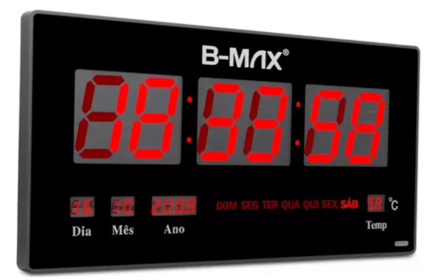 Relogio Digital de Parede Calendario e Temperatura