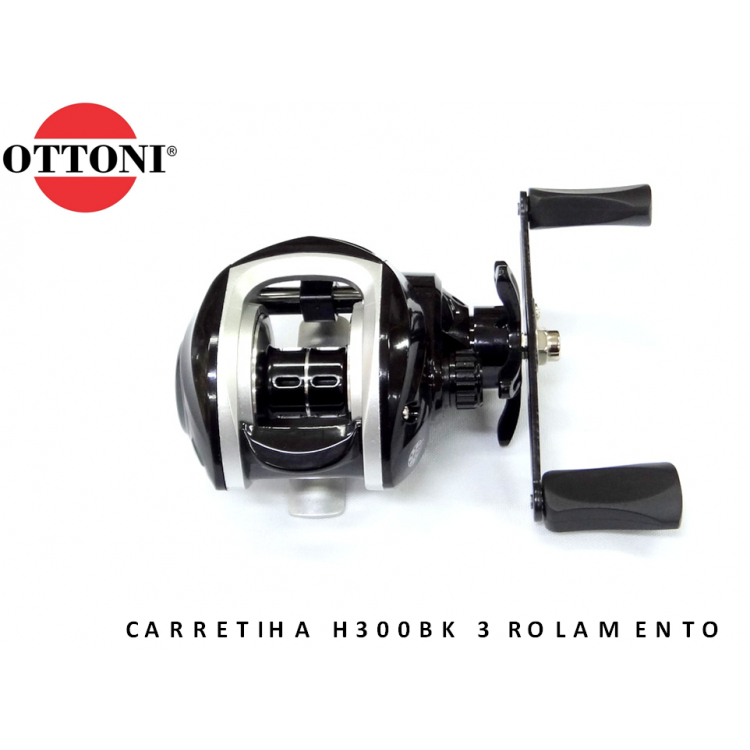 Carretilha Ottoni 3 rolamentos 10kg drag H300 Carretel em alumínio