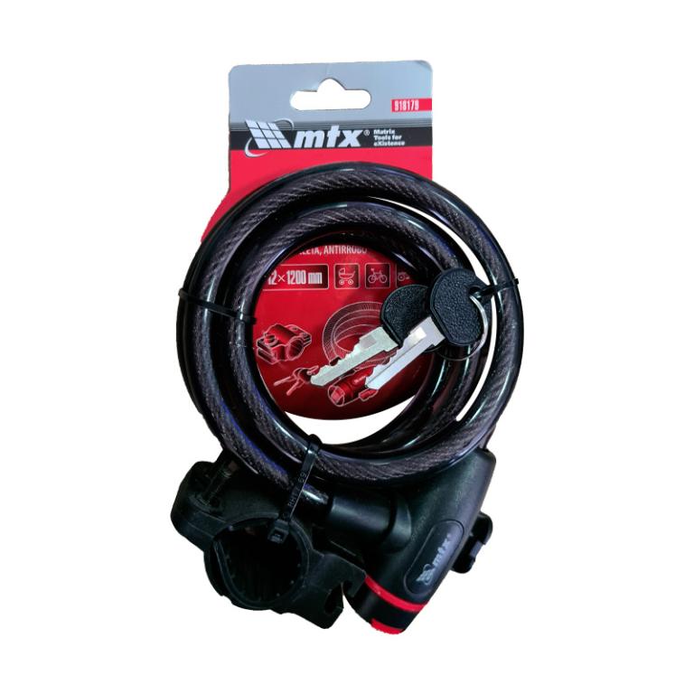 CADEADO P/MOTO CHAVE 12MMX120CM MTX