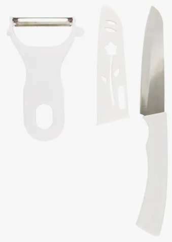 KIT FACA P/ LEGUMES 3,5mm E DESCASCADOR10 cm - Western Cor Branco
