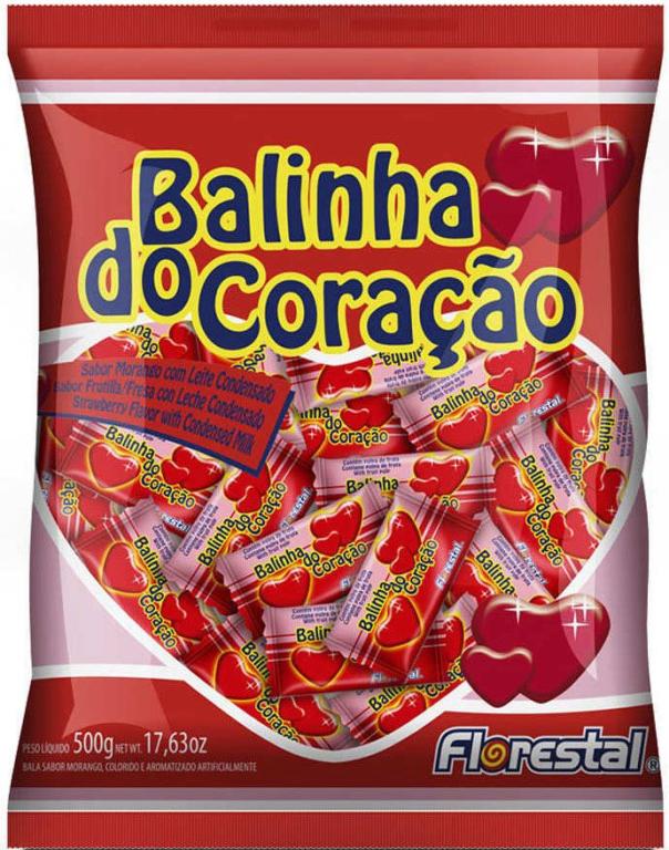 BALINHA CORAÇÃO MORANGO FLORESTAL 500G