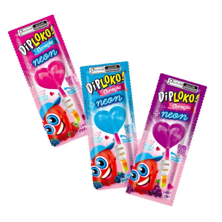 DIP LOKO NEON CORACAO MORANGO,UVA,BLUEBERRY 10G