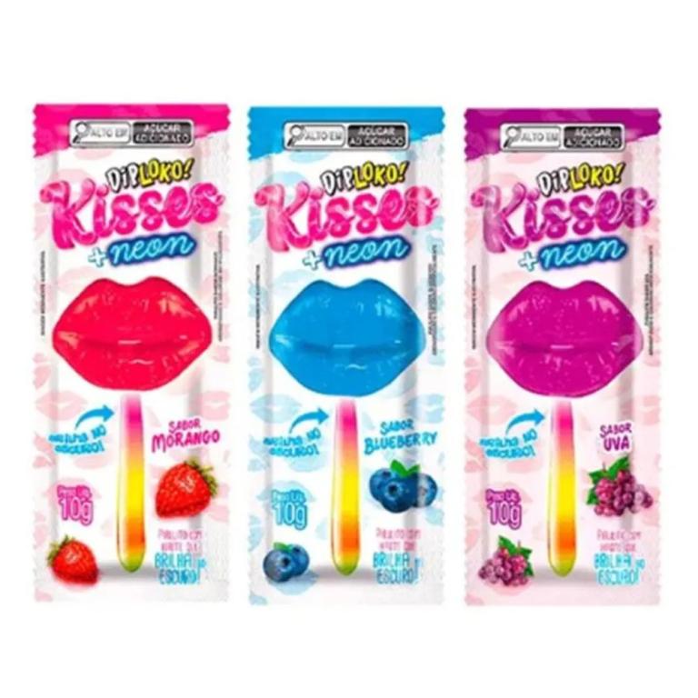 DIP LOKO NEON KISSES MORANGO,UVA E BLUEBERRY 10G