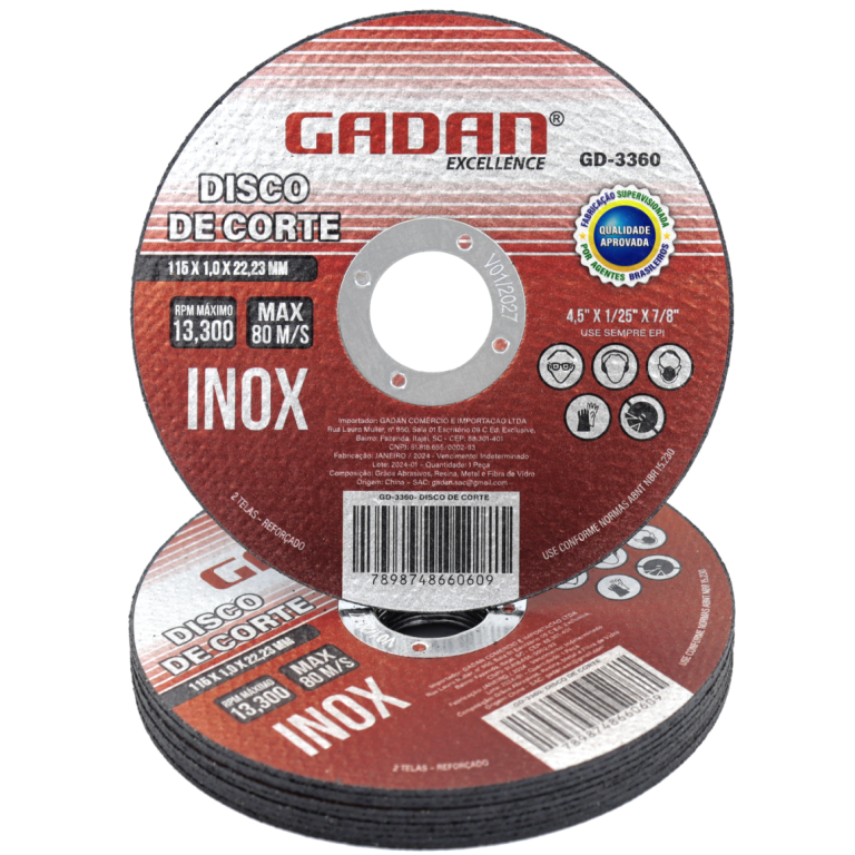 DISCO DE CORTE METAL "4.1/2" C/ 10UN - GADAN