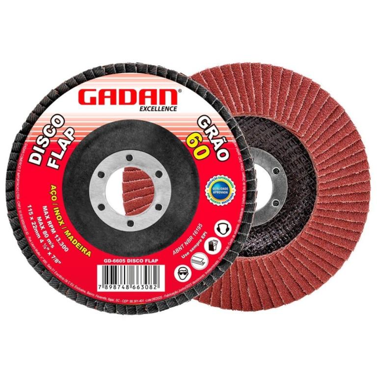 DISCO FLAP 4-1/2" GRÃO 60 C/ 5UN. GADAN