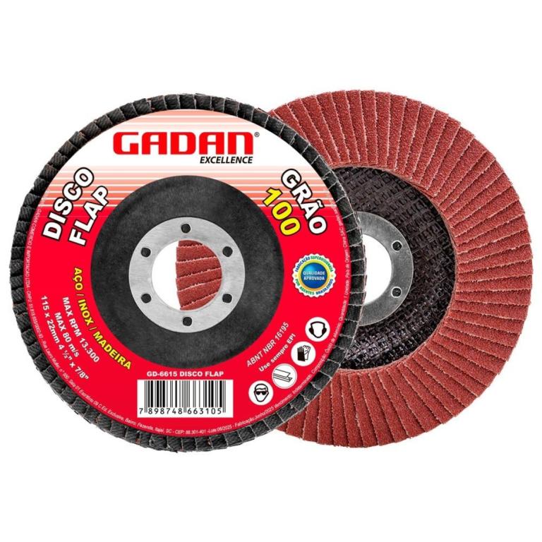 DISCO FLAP 4-1/2" GRÃO 100 C/ 5UN. GADAN