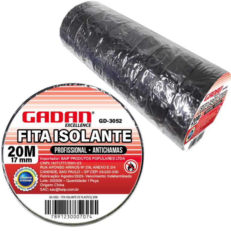 Fita Isolante 20 Metros Antichamas ( Com 10 Unidades)