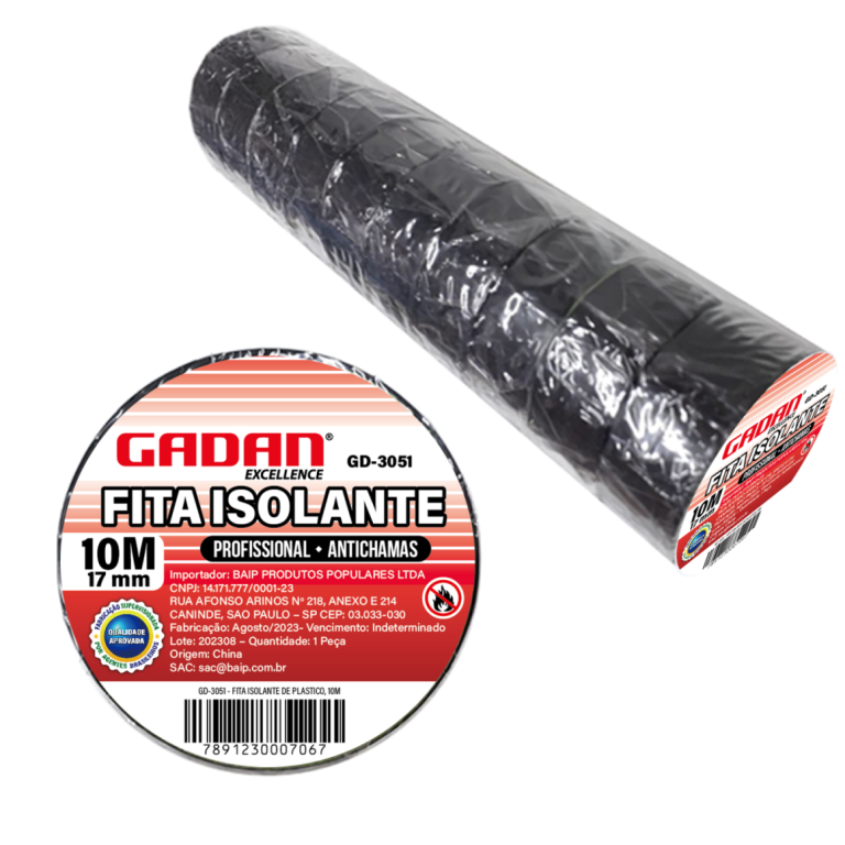FITA ISOLANTE 10 METROS ANTICHAMAS ( COM 10 UNIDADES)
