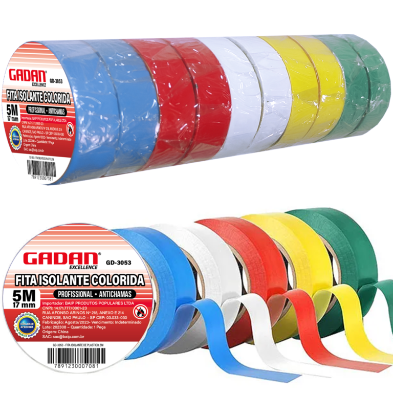 FITA ISOLANTE 5M (COLORIDA) EM TUBO C/ 10 ROLOS