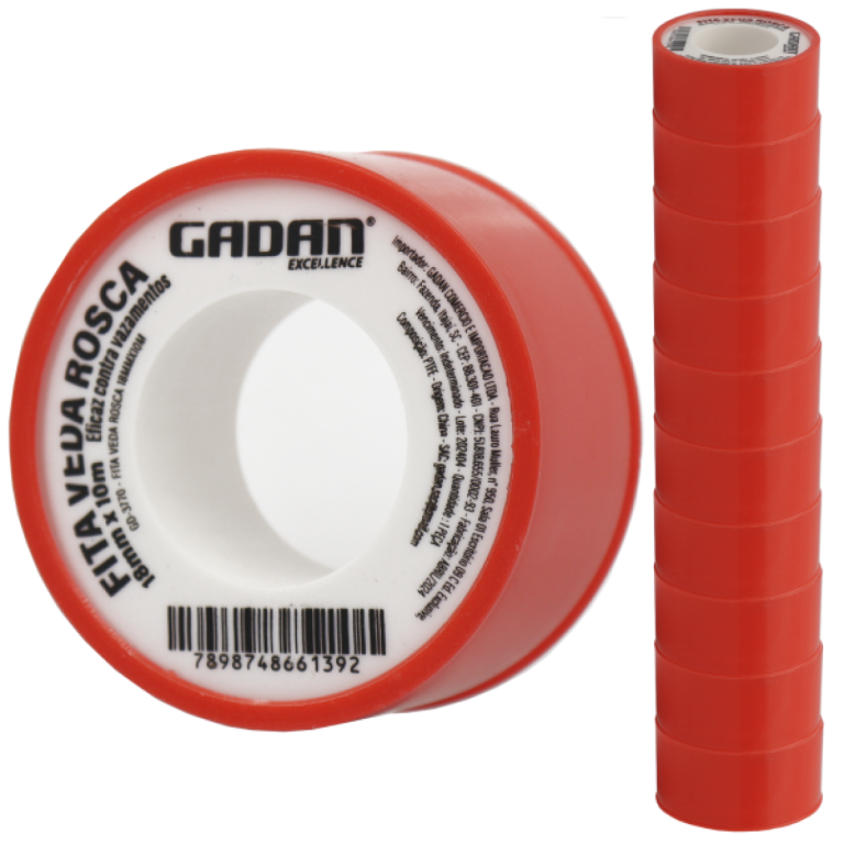 FITA VEDA ROSCA   18MM X 10M     TUBO COM 10 ROLOS