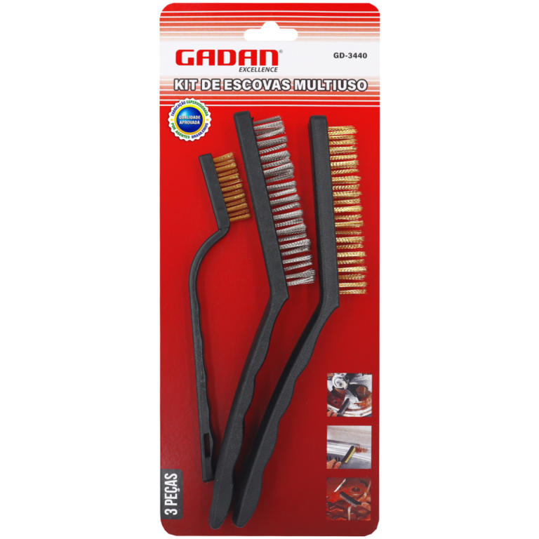 KIT ESCOVA DE AÇO MANUAL 3 EM 1 REFORÇADO