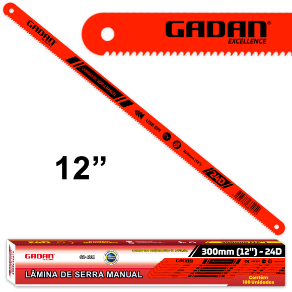 LAMINA DE SERRA MANUAL 12" EM PACOTE COM 10 UN - GADAN