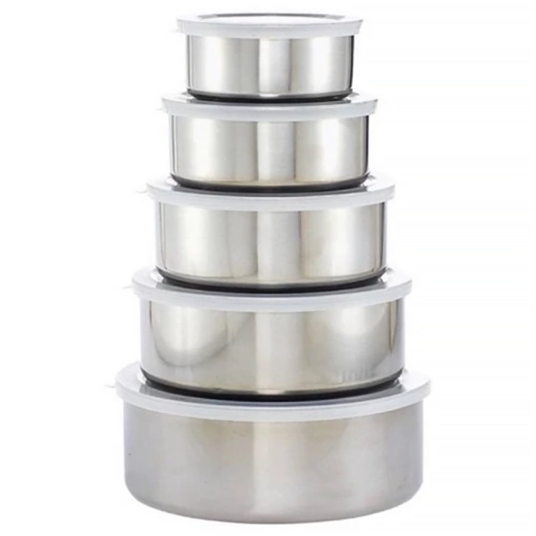 KIT 5 TIGELAS EM INOX COM TAMPA - GADAN