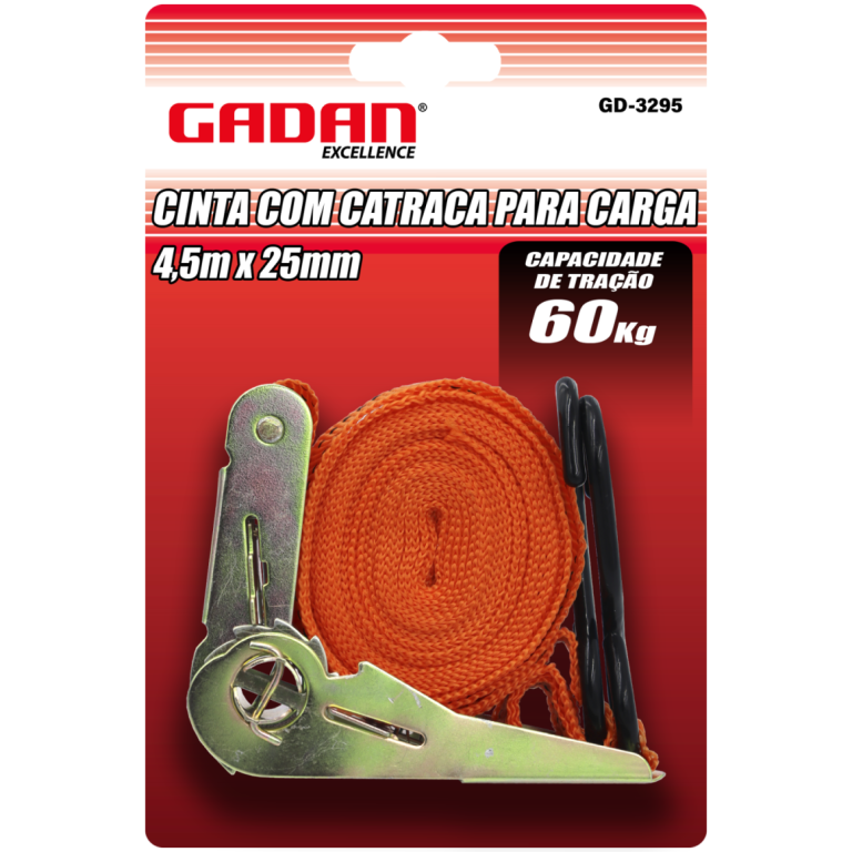 CINTA COM CATRACA PARA CARGA 4,5M X 25MM 60KG - GADAN