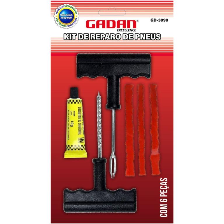 KIT REPARO DE PNEU AUTOMOTIVO C/ 6 PCS