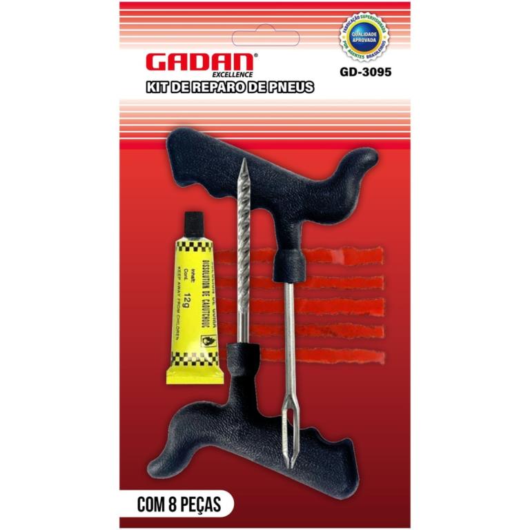 KIT REPARO DE PNEU AUTOMOTIVO C/ 8 PCS