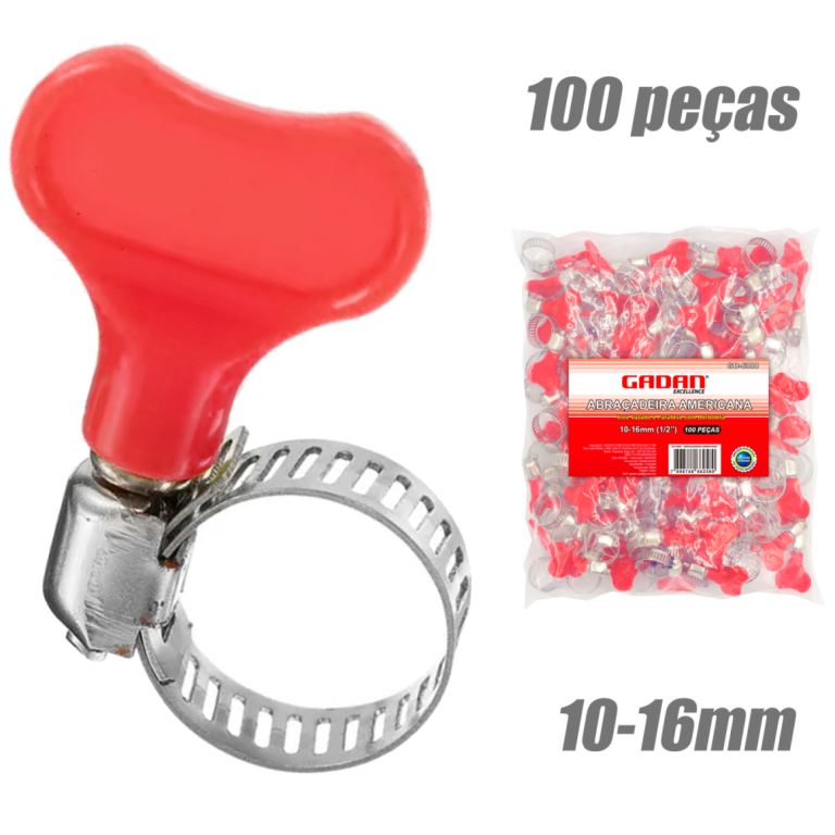 ABRAÇADEIRA DE METAL 10-16MM COM BORBOLETA EM PACOTE COM 100UN