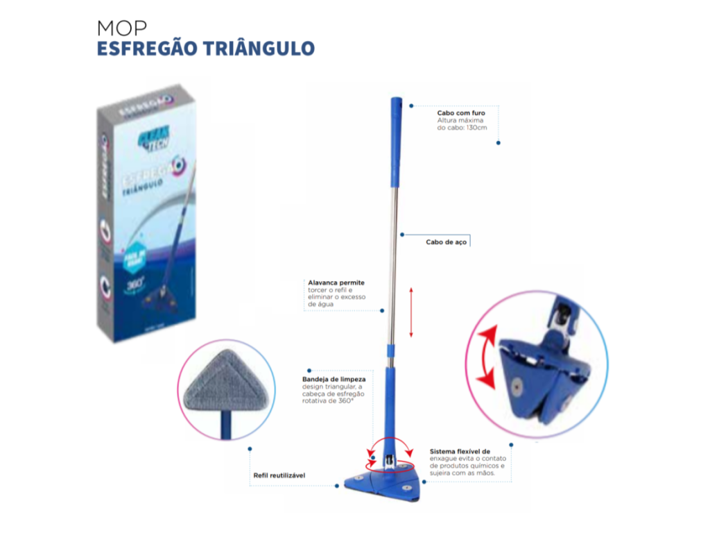 MOP ESFREGÃO TRIANGULO CLEAN TECH CT0016