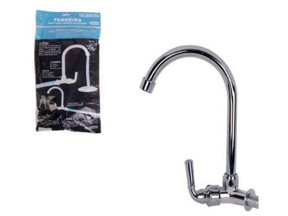 TORNEIRA DE PVC CROMADA PARA COZINHA DE PAREDE STARTOOLS