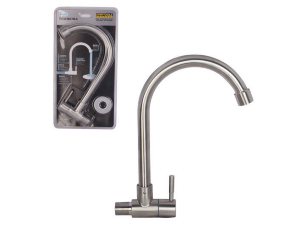 TORNEIRA INOX ESCOVADO PARA COZINHA DE PAREDE STARTOOLS