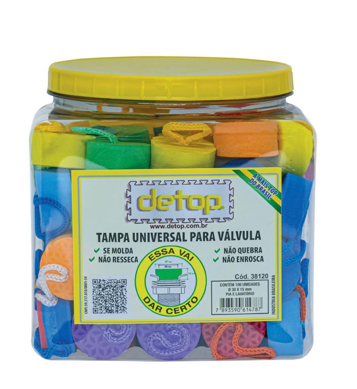 TAMPA DETOP EVA UNIVERSAL PARA VÁLVULAS  DE PIAS E LAVATÓRIOS (POTE COM 100)