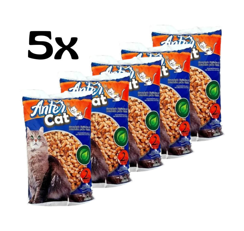 GRANULADO HIGIENICO DE MADEIRA ANFER CAT 2KG COM 5 UNIDADES