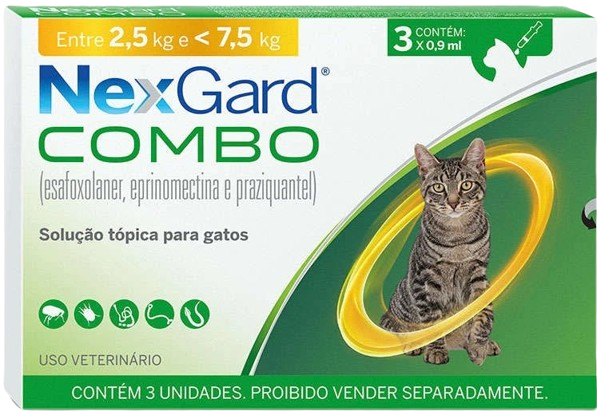 NEXGARD CAT COMBO 0,9ML ( 2,50 - 7,50KG ) X 3 COMBO