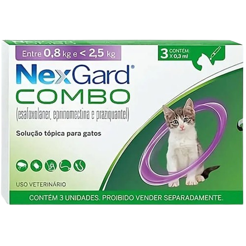 NEXGARD CAT COMBO 0,3ML ( 0,8 - 2,5KG ) X 3 COMBO