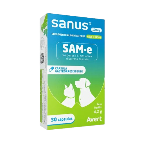 SANUS 100MG CAES E GATOS 4,2G AVERT 30 CAPSULAS
