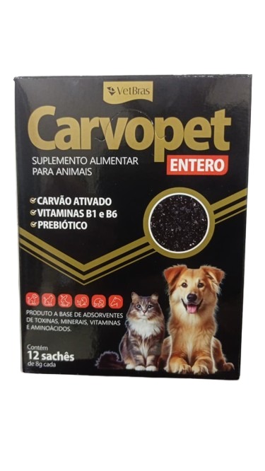 CARVOPET ENTERO 8G C/12 SACHES VETBRAS - CARVAO ATIVADO