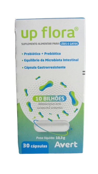 UP FLORA CAES E GATOS 30 CAPSULAS AVERT PRO/PREBIOTICO 10,3G