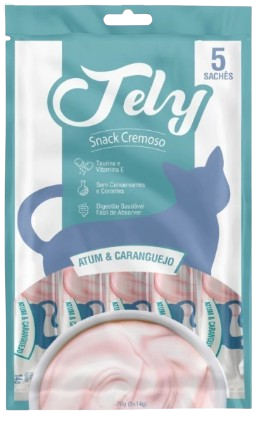 JELY GATOS SNACK CREMOSO ATUM E CARANGUEJO 70G COM 5 UNIDADES