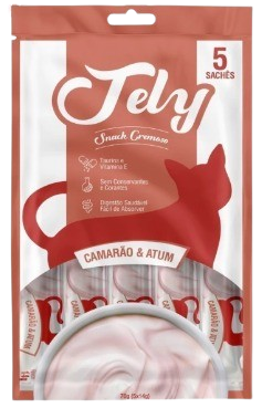 JELY GATOS SNACK CREMOSO CAMARAO E ATUM 70G COM 5 UNIDADES