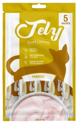 JELY GATOS SNACK CREMOSO FRANGO 70G COM 5 UNIDADES