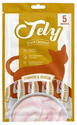 JELY GATOS SNACK CREMOSO FRANGO E QUEIJO 70G COM 5 UNIDADES