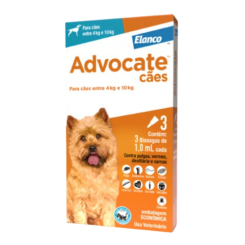 ADVOCATE DOG 1,0ML (4-10KG) COM 3 PIPETAS