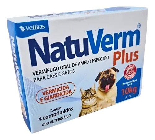 NATU VERM PLUS CÃES E GATOS 10KG COM 4 COMPRIMIDOS